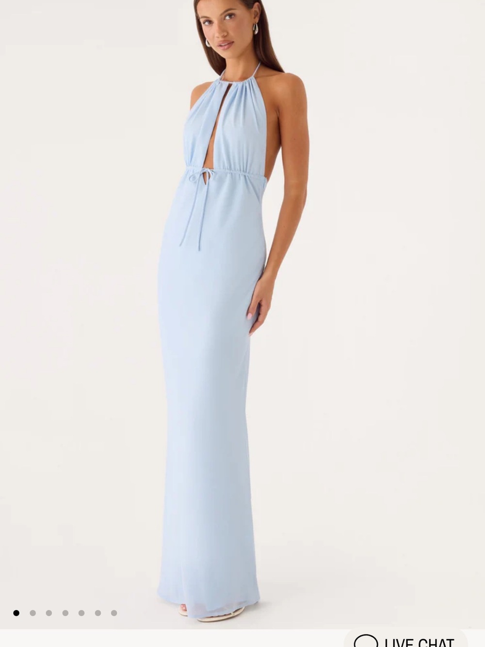 NWT- Light Blue Halter Maxi Dress with Front Keyhole